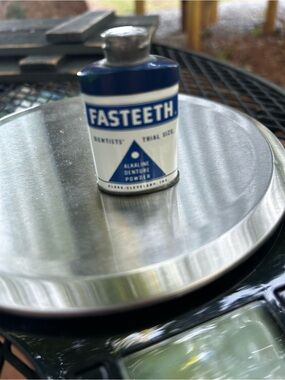 Blue & White Vintage-Style Denture Powder Canister